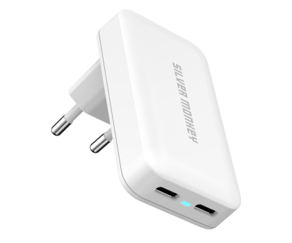 Ładowarka i akumulator SILVER MONKEY Płaska ładowarka GaN 45W 2x USB-C